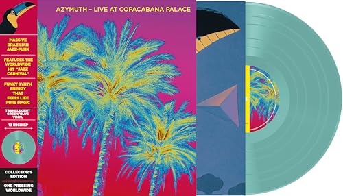 Azymuth album cover and translucent blue-green vinyl record displayed.