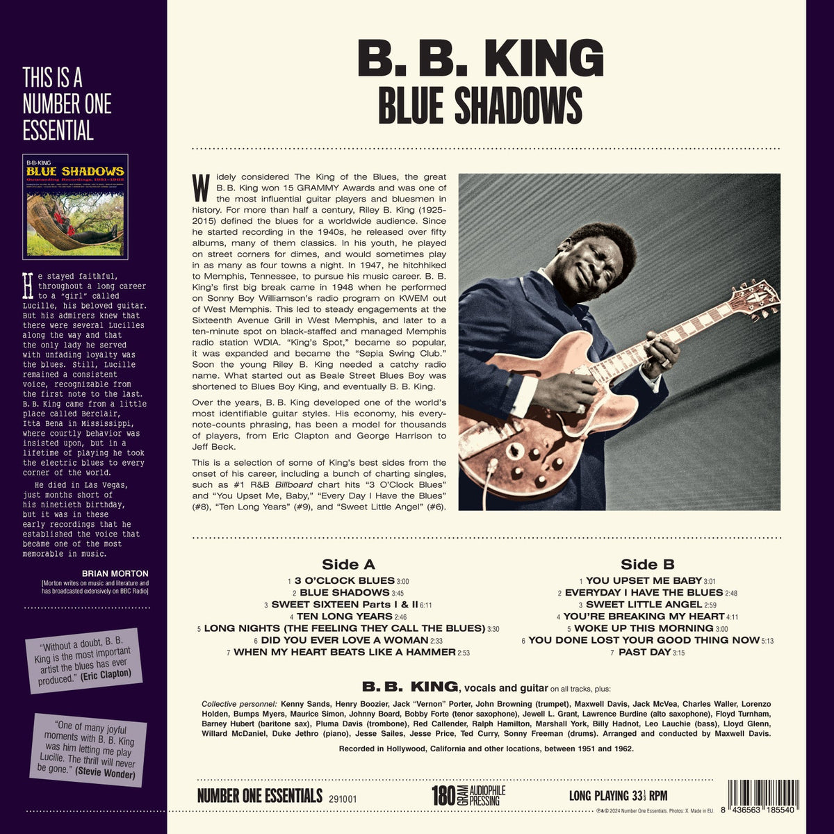B.B. King’s “Blue Shadows” limited edition vinyl record cover.