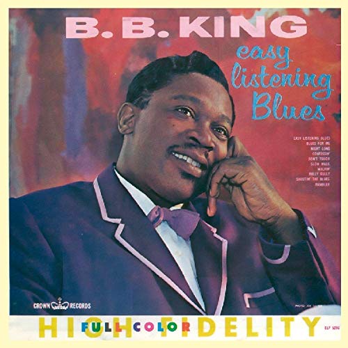 B.B. King wearing a purple suit on the Easy Listening Blues album cover.