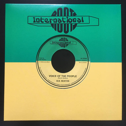 Green and yellow vinyl record label with black text, "Voice Of The People.
