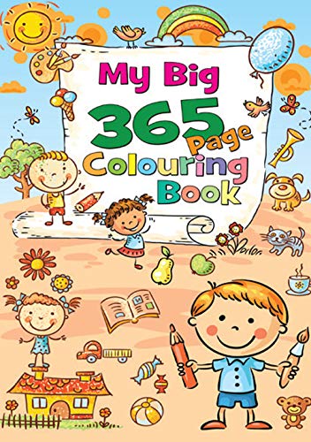 Children’s colouring book cover with colourful illustrations and large “365” text.