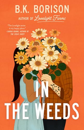 Book cover showing a couple holding a bouquet of flowers in front of their faces.