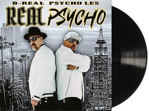 Album cover for “Real Psycho” by B-Real & Psycho Les with vinyl record.