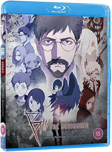B: The Beginning" Blu-ray case featuring anime characters and abstract imagery.