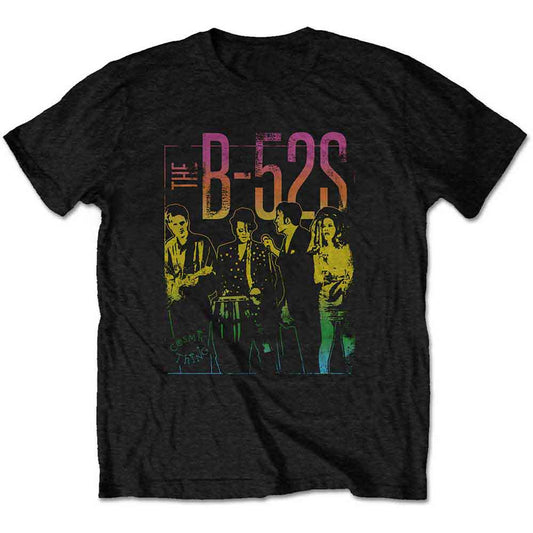 Black unisex t-shirt featuring the B-52s Cosmic Thing album cover graphic on the front.