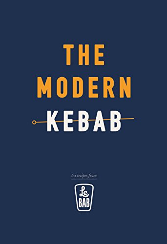 Book cover titled The Modern Kebab with a skewer graphic on a blue background.