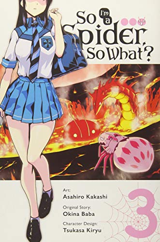 Manga cover showing a schoolgirl and a spider creature in a fiery landscape.