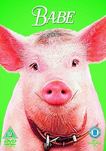 Babe" DVD cover featuring a close-up of a pink pig's face.