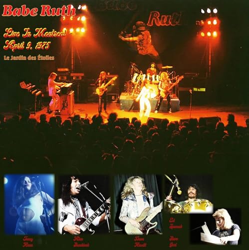 Babe Ruth live concert album cover, red vinyl, 1975, stage performance.
