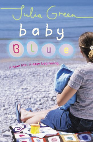 Book cover: woman on beach holding baby, pale blue and grey tones.