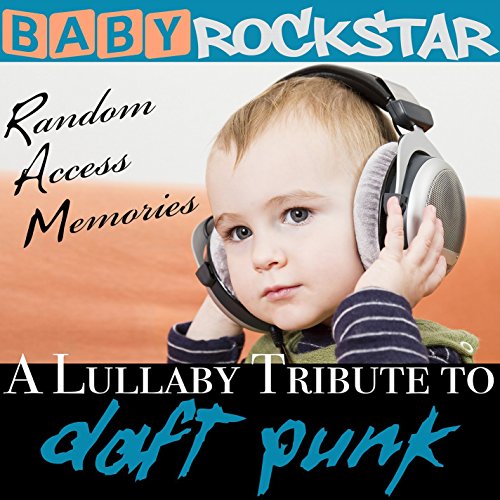 Baby wearing headphones, album cover for lullaby renditions of Daft Punk.