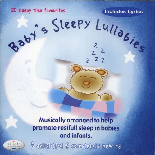 CD cover featuring a sleeping teddy bear, crescent moon, and stars on blue background.