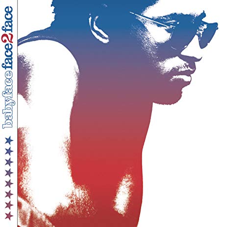 Babyface album cover, "Face2face," featuring a profile portrait in red and blue.