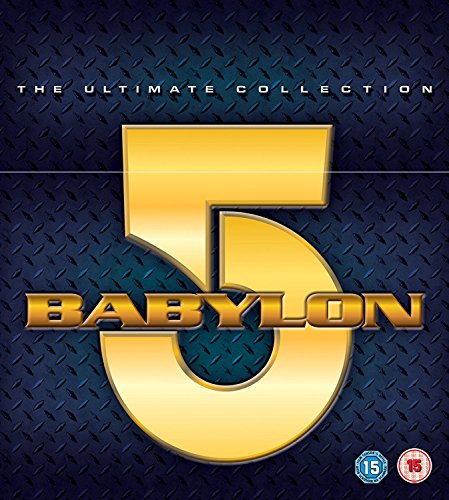 Babylon 5 DVD cover featuring a large gold number 5 on a textured background.