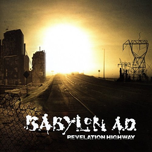 CD cover: desolate highway scene with city skyline and power lines.