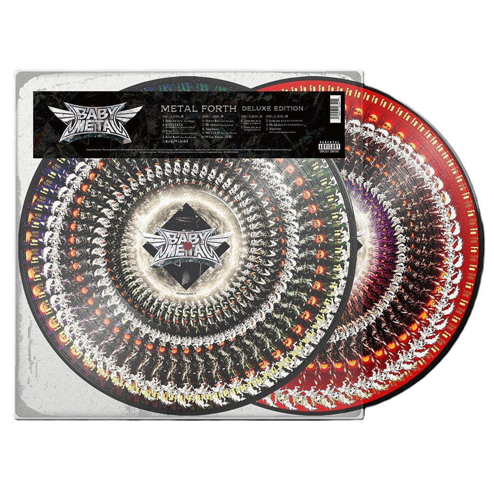 BABYMETAL “Metal Forth” zoetrope vinyl record with colorful, patterned discs.