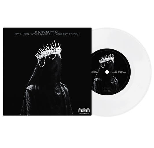 BABYMETAL vinyl record and disc featuring a crowned, veiled figure.