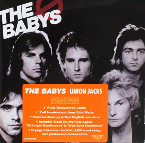 CD cover for The Babys’ “Union Jacks” featuring four band members’ portraits.