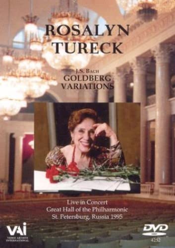 DVD cover featuring pianist Rosalyn Tureck performing Bach’s Goldberg Variations.