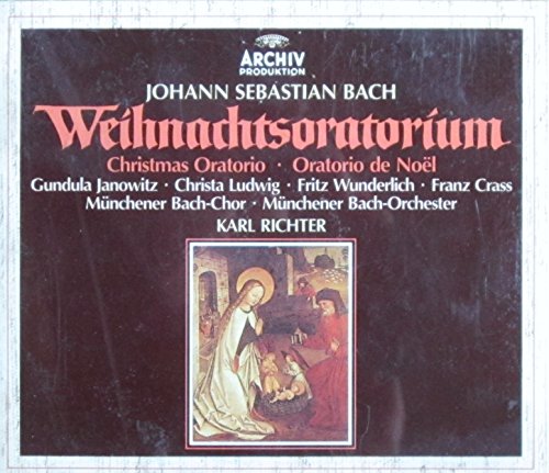 CD cover for Bach’s Christmas Oratorio with religious artwork.