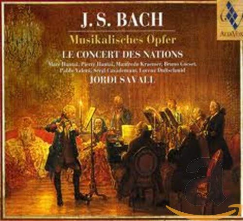 CD cover for Bach’s “Musical Offering” featuring a baroque ensemble.