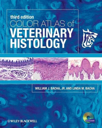 Book cover: "Color Atlas of Veterinary Histology," third edition, with microscopic images.