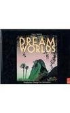 "Dream Worlds" book cover featuring a fantastical island with a pink sky on a black background.