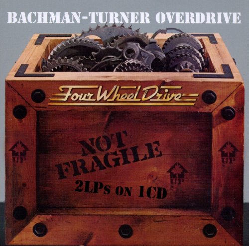 Bachman-Turner Overdrive album cover: wooden crate filled with gears.