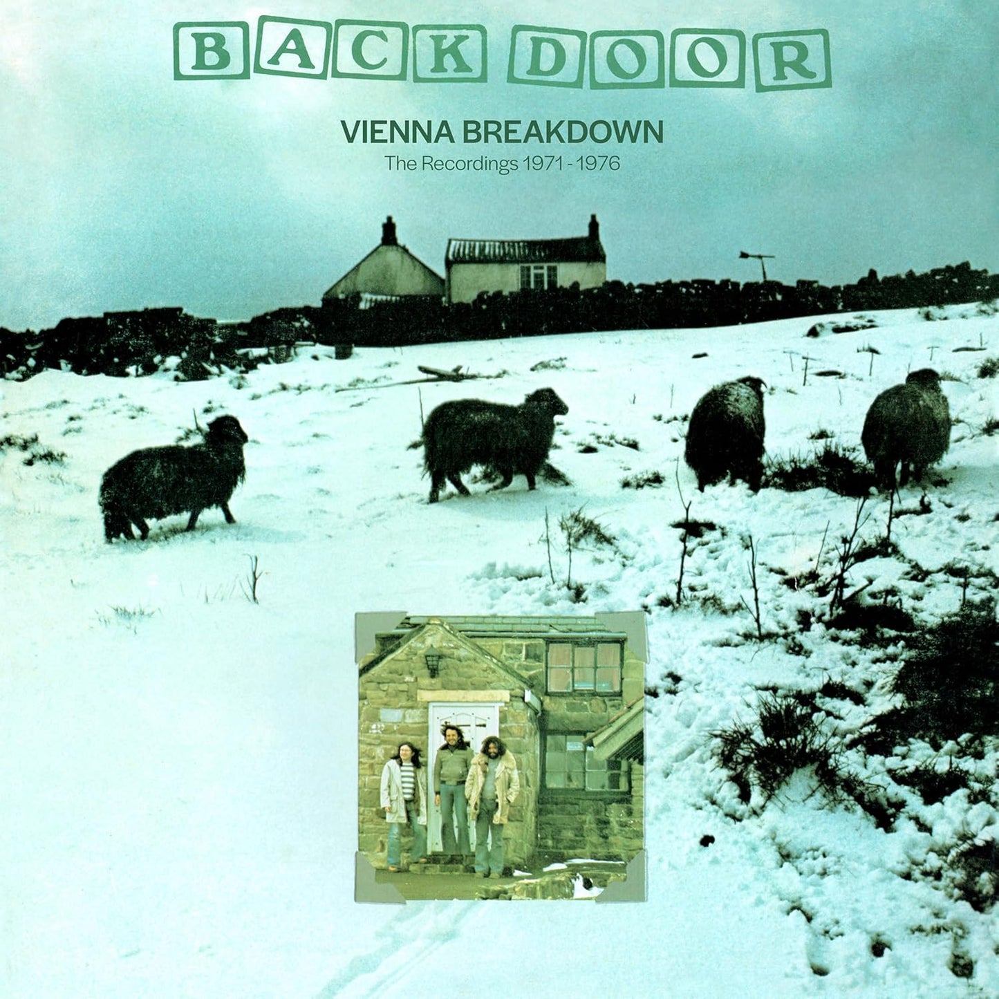 CD cover: snowy landscape with sheep and a small building.