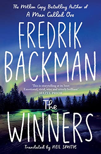 Book cover for The Winners by Fredrik Backman featuring a night sky with aurora borealis.