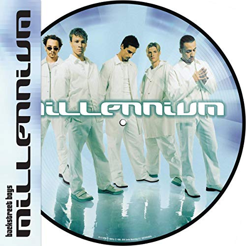 Backstreet Boys Millennium vinyl picture disc featuring the five members wearing white outfits.
