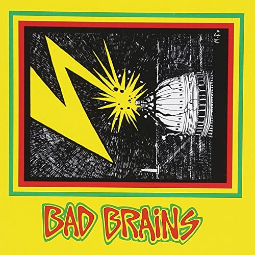 Bad Brains album cover: black background with yellow lightning and a robot.