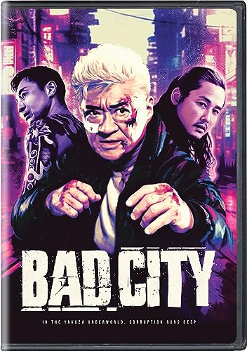 DVD cover art featuring three men against a purple city background with title text.