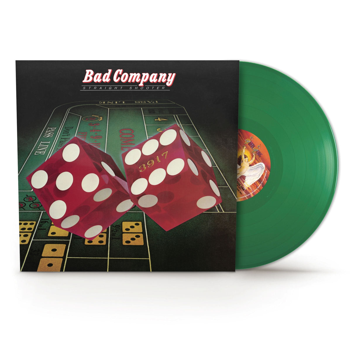 Bad Company "Straight Shooter" vinyl LP, green disc, casino dice cover.