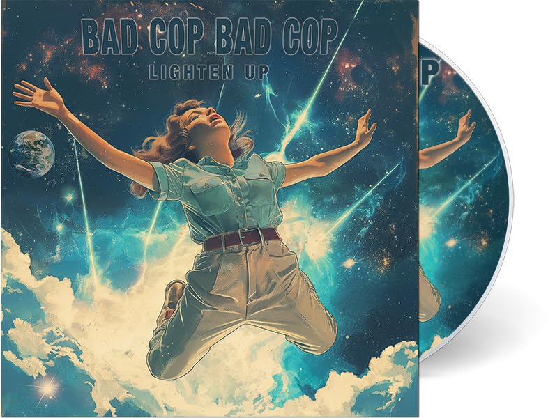 CD cover: woman floating in a starry, cloudy sky.