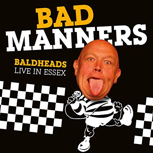 CD cover for Bad Manners’ “Baldheads Live In Essex” featuring a cartoon face.