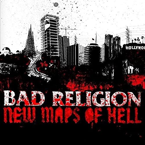 Bad Religion album cover: cityscape with red text and splatters.