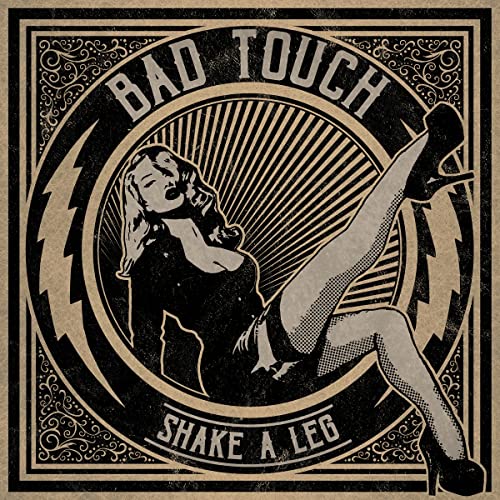 Vintage-style album cover featuring a woman with raised legs and text.