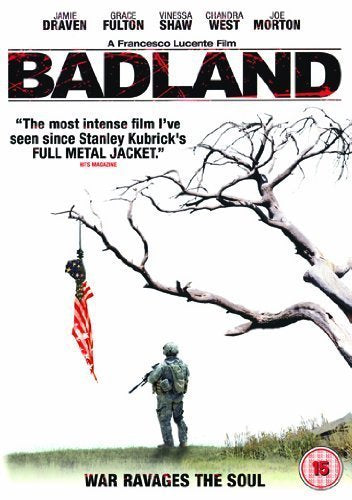 DVD cover for "Badland" showing a soldier with a hanging American flag.