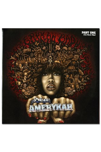 Erykah Badu’s “New Amerykah Part One” vinyl album cover with detailed collage.