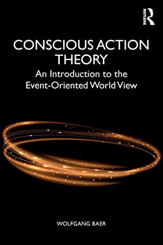 Book cover: "Conscious Action Theory" with abstract orange light design.