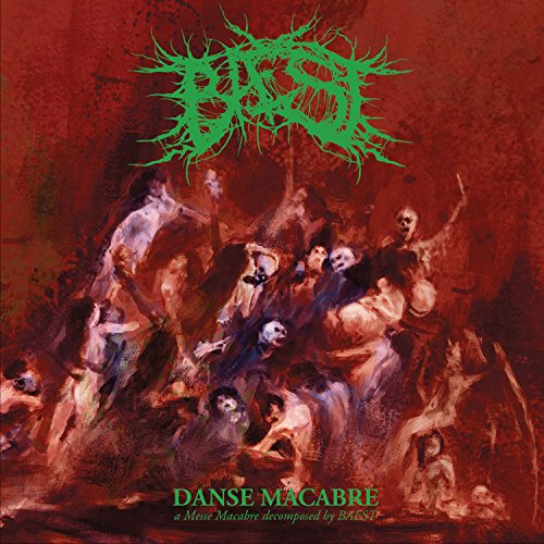 CD cover for Baest’s “Danse Macabre” featuring a chaotic, skeletal scene.