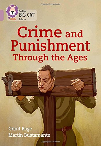 Book cover showing a man locked in wooden stocks with the title Crime and Punishment.