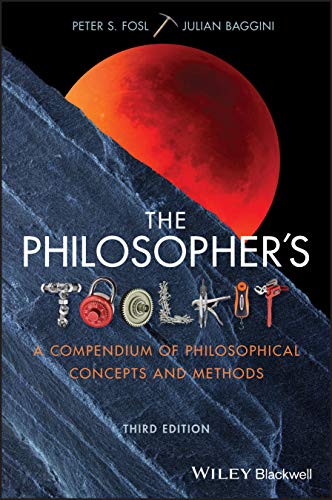 Book cover titled The Philosopher's Toolkit featuring a red moon and tools against slate.