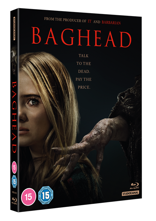 Baghead" Blu-ray cover featuring a woman and a clawed hand.