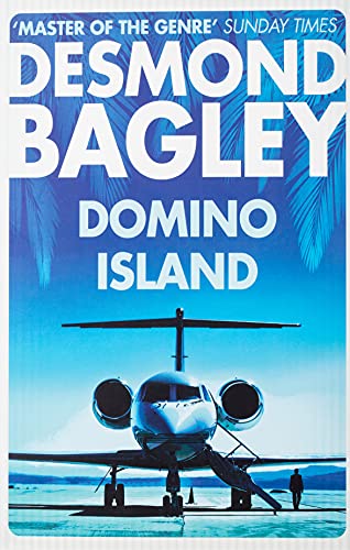 Book cover: “Domino Island” by Desmond Bagley, featuring a private jet.