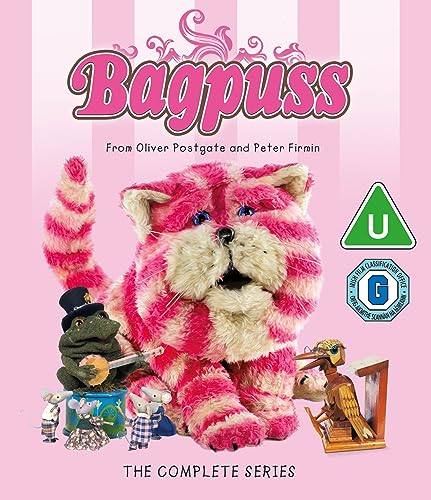 Bagpuss and friends on the cover of the complete series Blu-ray.
