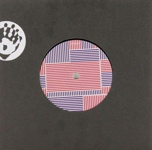 Vinyl record sleeve with a geometric pattern and a white logo on a dark grey background.