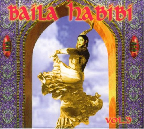 "CD cover with a dancing woman in an archway against a cloudy sky."