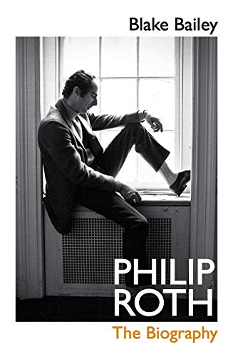 Black and white portrait of Philip Roth, book cover for his biography.
